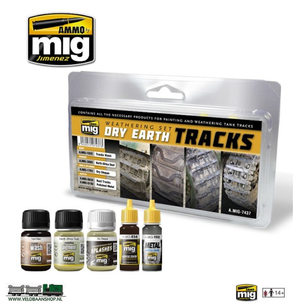 Ammo MIG 7437 Dry Earth Tracks 3 potjes 35ml