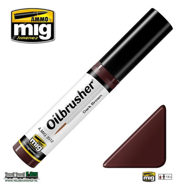 MIG 3512 Ammo MIG Jimenez Oilbrusher Dark Brown Veldbaanshop.nl