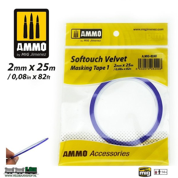 Ammo MIG 8240 velvet masking tape no:1 2mm x 25mtr