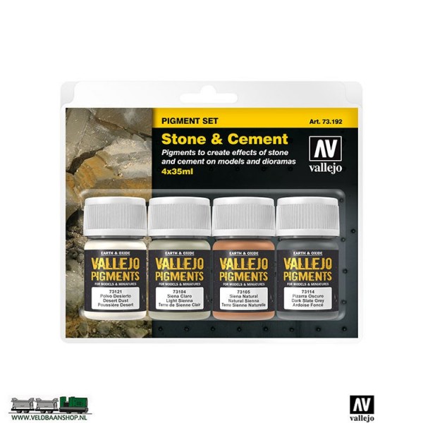 Vallejo 73192 Stone and Cement Pigment set van 4 Veldbaanshop.nl