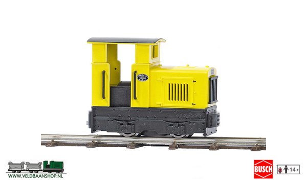 Busch 12110 veldspoor Dieselloc. Gmeinder geel H0f Veldbaanshop.nl