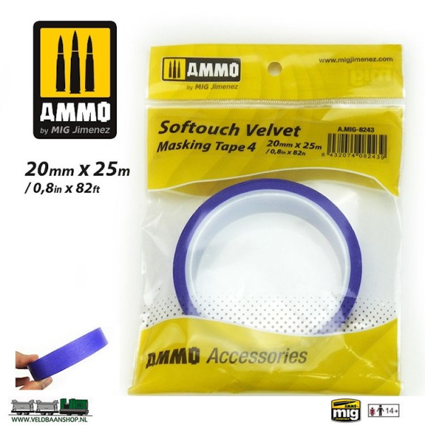 Ammo MIG 8243 velvet masking tape no:4 20mm x 25mtr