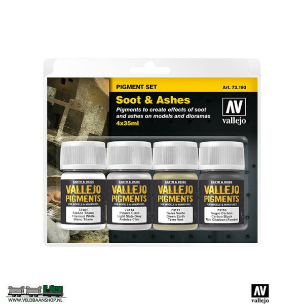 Vallejo 73193 Pigment Set Soot & Ashes set van 4 Veldbaanshop.nl