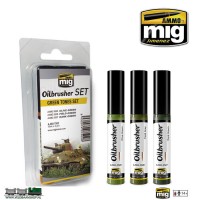 MIG 7502 Ammo MIG Jimenez Oilbrusher Green color set