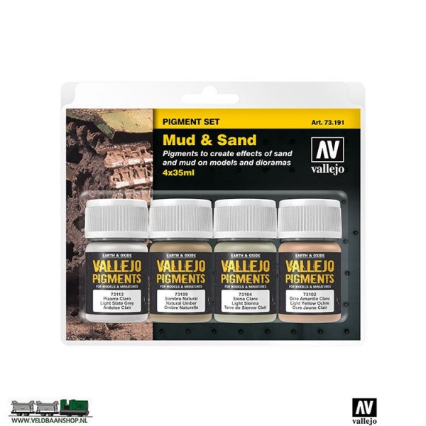 Vallejo 73191 Pigment Set Mud and Sand set van 4 Veldbaanshop.nl