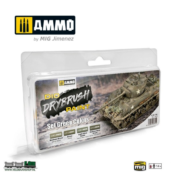 AMMO MIG 7301 dio drybrush set green colors