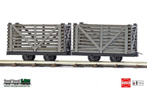 Busch 12214 veldspoor Houten turf Transportwagen H0f Veldbaanshop.nl