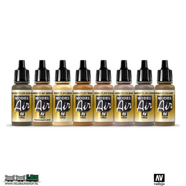 Vallejo 71214 Model Air Color Set Ruins en Rubble 8 kleuren 17ml