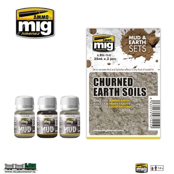 Ammo MIG 7441 Churned Earth Soils 3 potjes 35ml