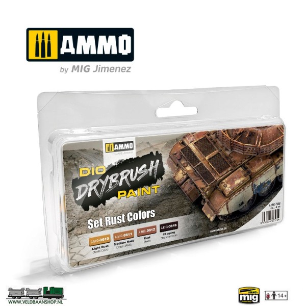 AMMO MIG 7302 dio drybrush set rust colors